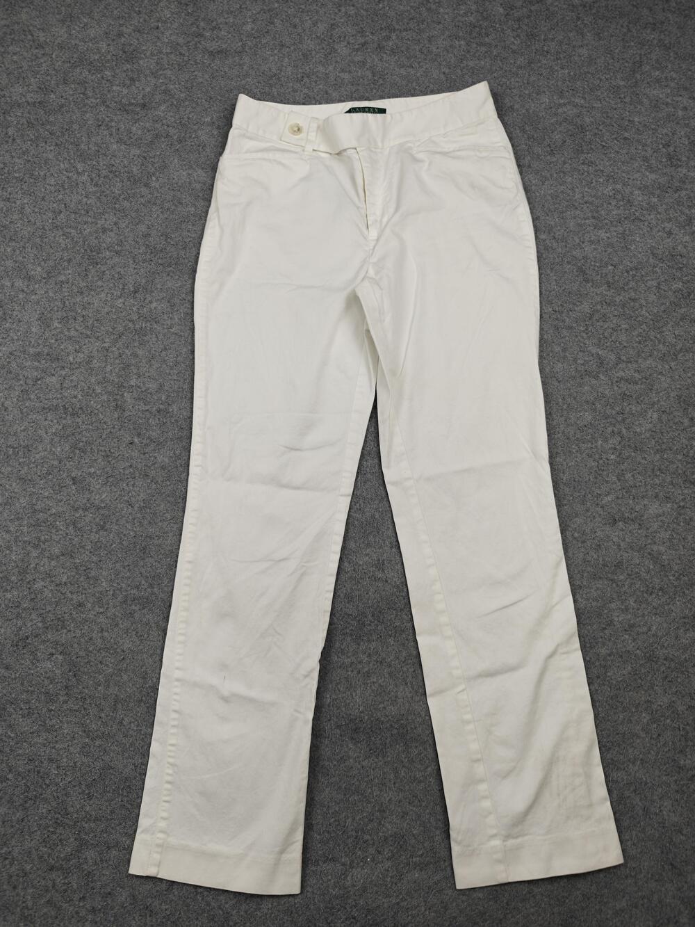 Lauren Ralph Lauren Pants Womens 2P White Chino Straight Twill Stretch Pockets